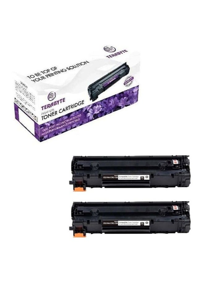 Terabyte CE278A Compatible Toner Cartridge 78A CE278A Universal CRG 728 For LaserJet P1606DN P1560 P1566 P1567 P1568 P1569 P1600 P1601 P1605 P1602 M1530 M1536DNF M1537 M1538 M1539DNF (PACK OF 2) - Image 1