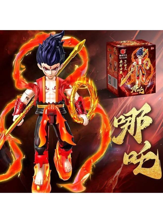 [2800 People Spelling List In One Week] National Tide Series Devil Boy Sea Box Which Hand Joint Movable-Color:[devil Boy Nezha Limited Edition] Base + Card + Exclusive Weapon  - Image 4