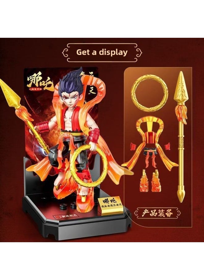 [2800 People Spelling List In One Week] National Tide Series Devil Boy Sea Box Which Hand Joint Movable-Color:[devil Boy Nezha Limited Edition] Base + Card + Exclusive Weapon  - Image 1