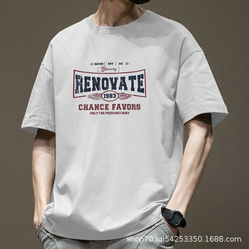 Pure Cotton Short-Sleeved T-Shirt for Men 2023 New Summer Large Size Men's Korean Style Loose Round Neck Half-Sleeved Couple Tops - Image 3
