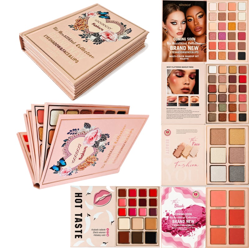 IGOODCO 78-Color All-in-One Makeup Palette, 5-Layer Book Style Eyeshadow, Blush, Highlighter, Face Powder and Lip Color Set - Image 1