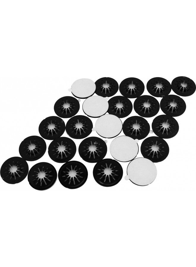 Square Deal Recordings & Supplies 25 Black Adhesive Backed Spider CD / DVD Hubs (Rosettes) - #CDNRSPBK - For Gluing into a Double or Triple Chubby CD Jewel Box To Increase Capacity! (Also Called Hubcaps or Caps) - Image 1