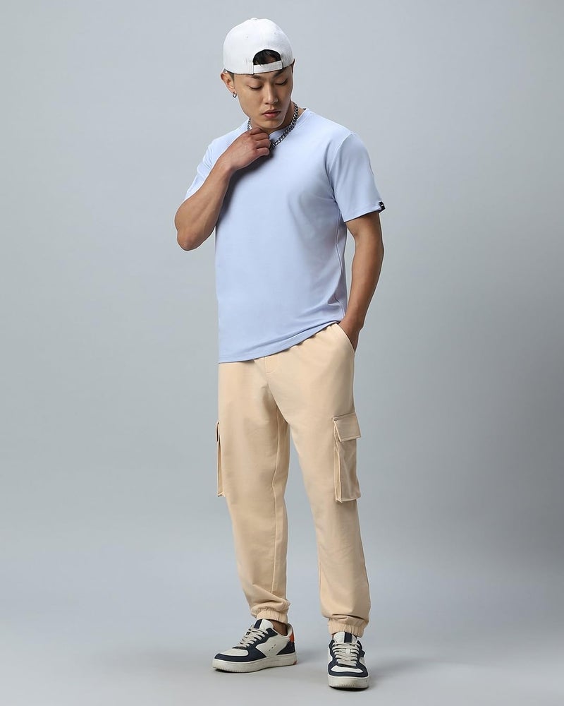 Bewakoof Air 1.0 Men's Solid Oversized Fit Cotten Blend Cargo Mid Rise Joggers_604230_Brown_L - Image 5
