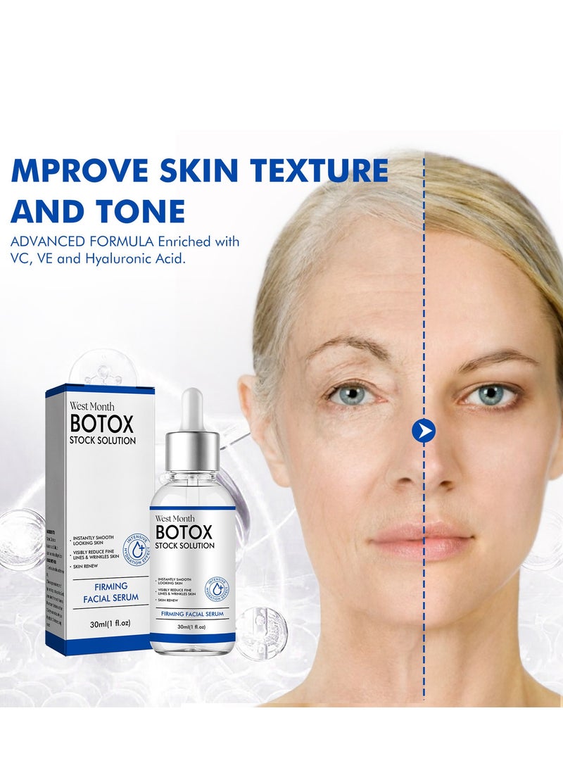 West&Month Botox Stock Solution Facial Serum,Botox Facial Serum for Women,Vitamin C Serum & Collagen Face Serum for Reducing Fine Lines & Wrinkles,Nourishing and Plump Skin 30ml - Image 2