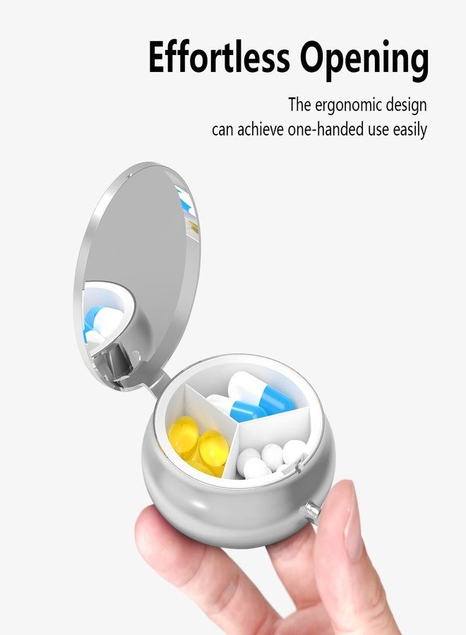 VANCANYOHO Pill Box-3 Compartment Small Pill Case for Purse & Pocket Mini Metal Pill Holder Travel Pill Container to Hold Supplements Vitamins BPA-Free (Gemstone Butterfly) - Image 2