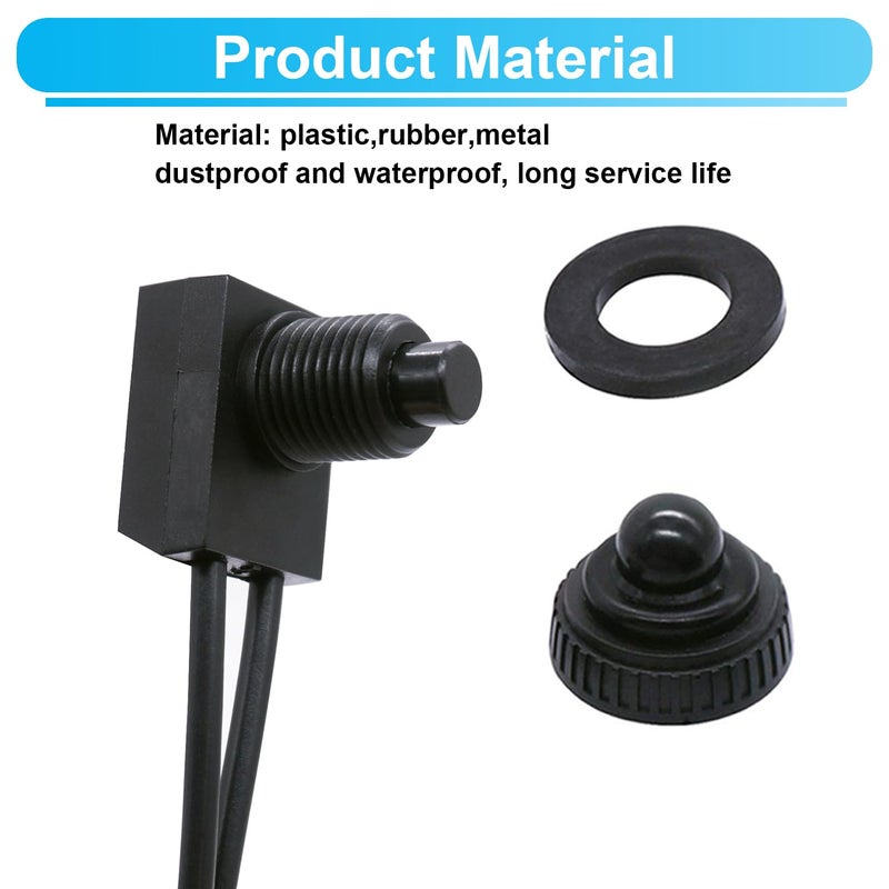 TWTADE 5PCS Waterproof RV Push Button Switch 12V ON/Off SPST Switch for Motorcycle/Auto Car Bathroom Fan with 4.5''Lines KP-107-5PCS - Image 3