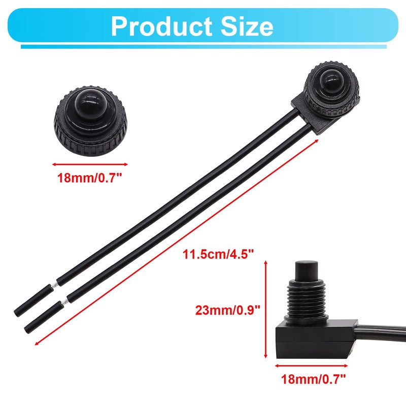 TWTADE 5PCS Waterproof RV Push Button Switch 12V ON/Off SPST Switch for Motorcycle/Auto Car Bathroom Fan with 4.5''Lines KP-107-5PCS - Image 5