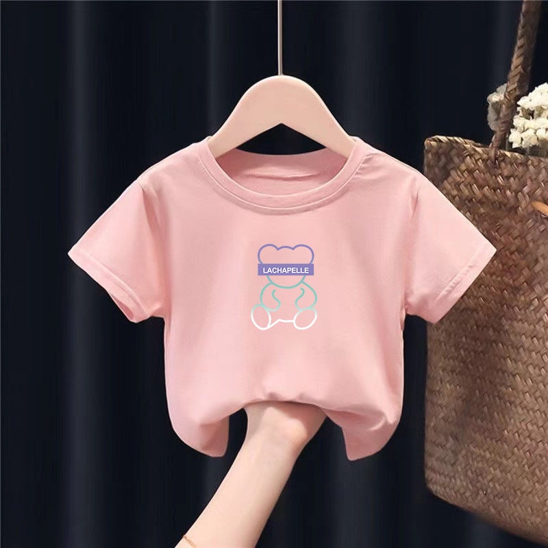 2167# Boys And Girls Short-Sleeved T-Shirt 100 Pure Cotton Children'S Round Neck All-Match Middle And Big Children'S Half-Sleeved Top - Image 1