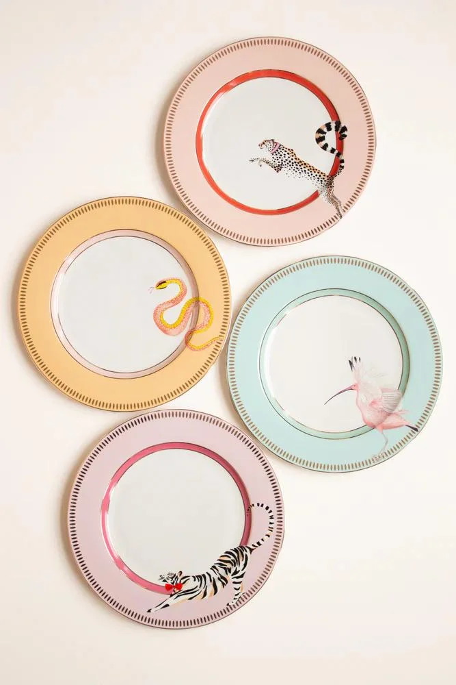 YVONNE ELLEN Set Of 4 Animal Dinner Plates