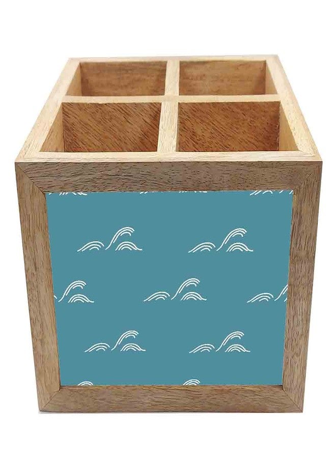 Nutcase Wooden Cutlery Stand Holder Silverware Caddy Spoons Forks Knives Organizer for Dining Table & Kitchen -Made in India-Spoons NOT Included - Shades of Teal - Image 4
