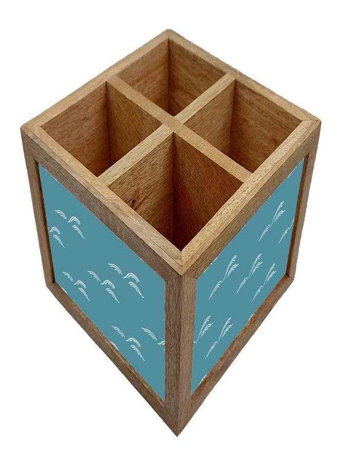 Nutcase Wooden Cutlery Stand Holder Silverware Caddy Spoons Forks Knives Organizer for Dining Table & Kitchen -Made in India-Spoons NOT Included - Shades of Teal - Image 3
