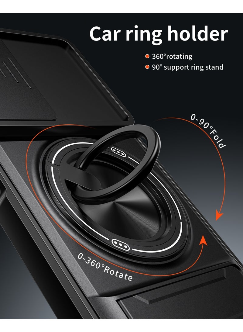 Case Cover Shock Resistant Protect Camera TPU + PC With KickStand Ring Compatible with Moto G35 (Black) - Image 4