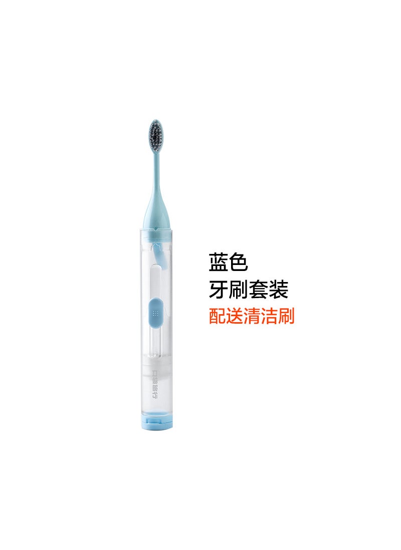 Generic Portable Travel Toothbrush Set For Adults Soft Bristle Foldable Mini Non-disposable Washing Supplies Blue 