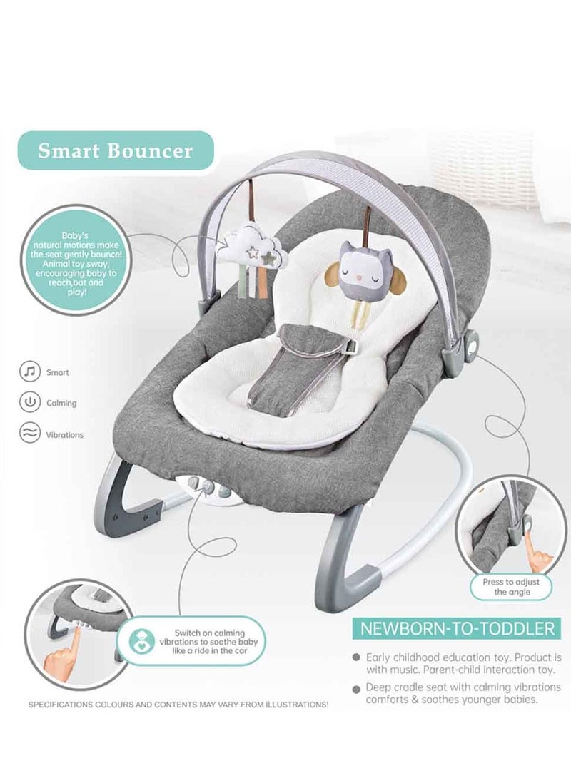 Factory Price Royal Baby Bouncer With Removable Toys, Soothing Music and Vibrations - Grey - Image 2