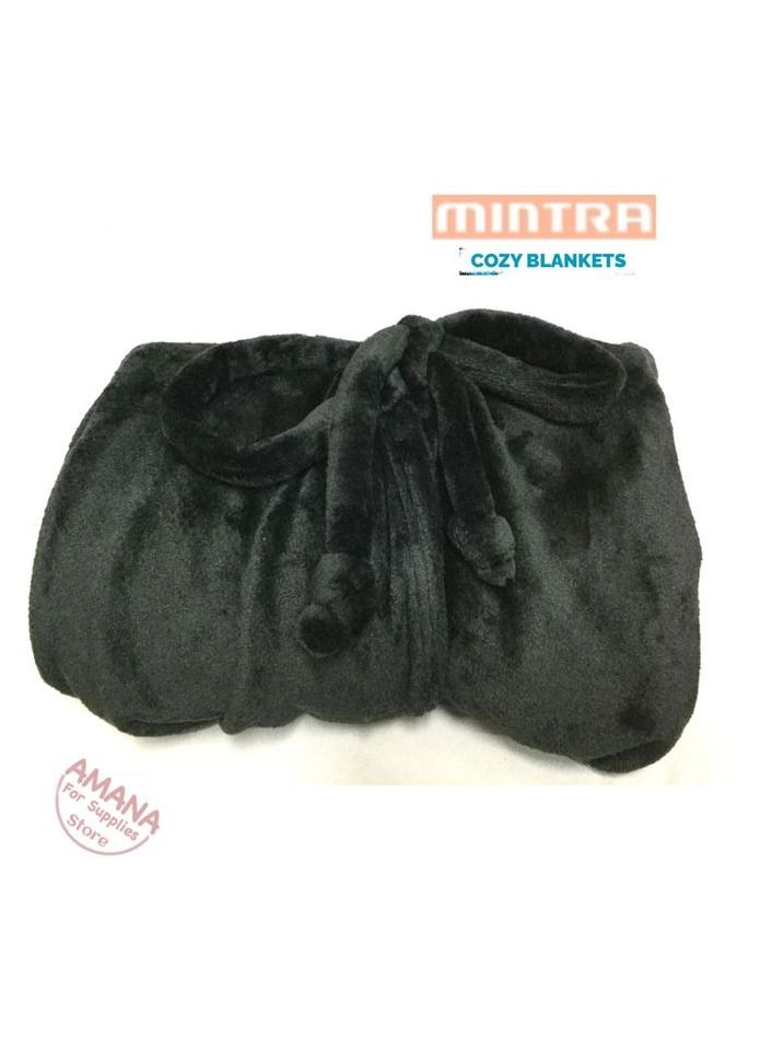 Mintra High Quality - Soft Blanket Cape / Hoodie - (One Size Fits All ) Black - Image 4