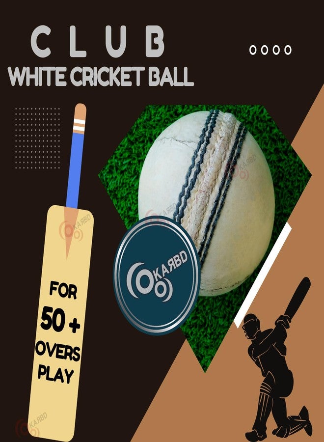 KARBD Cricket Ball Leather 4 Piece Professional Hand Stitching Seam Waterproof Coating Hard Season Ball for Practice and Tournament Club Matches (50+ Overs, Club White) - Image 4