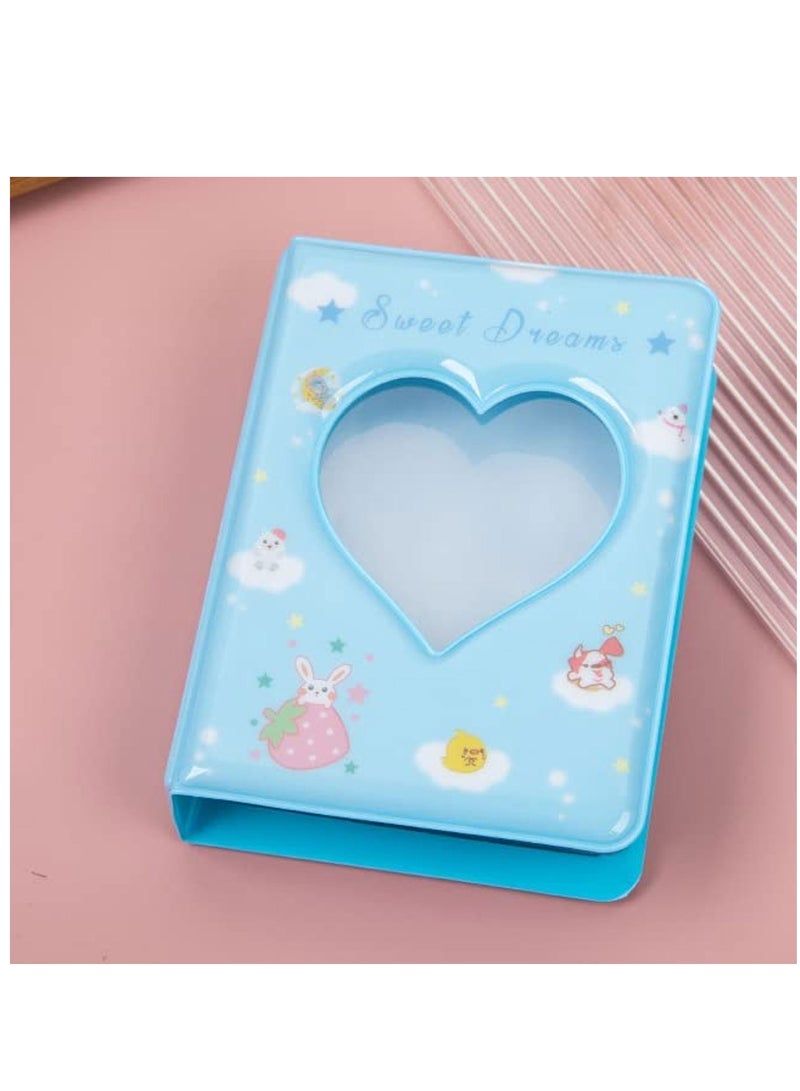 SYOSI 3 Inch Mini Photo Album Heart Hollow Card Binder Kpop Holder For Collecting Picture Name ID Business Cards Photos 40 Pockets Blue  - Image 4