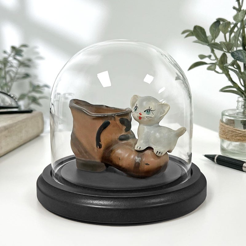 Plymor 4" x 4" Glass Display Dome Cloche (Black MDF Wood Base) - Image 2