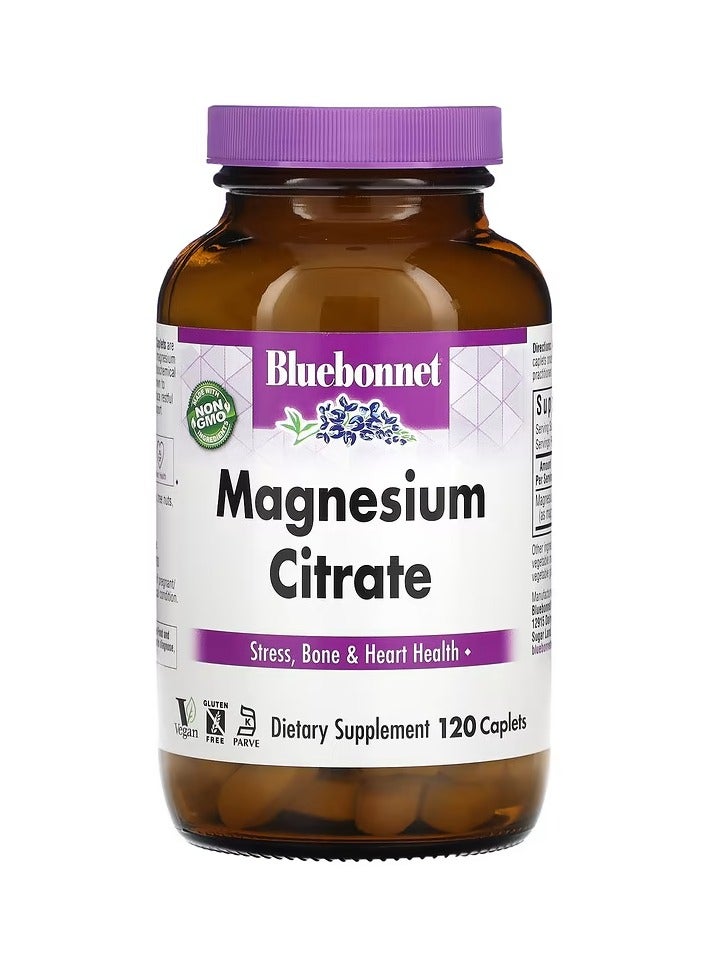 Bluebonnet Magnesium Citrate, 400 mg, 120 Caplets (200 mg per Caplet) - Image 1