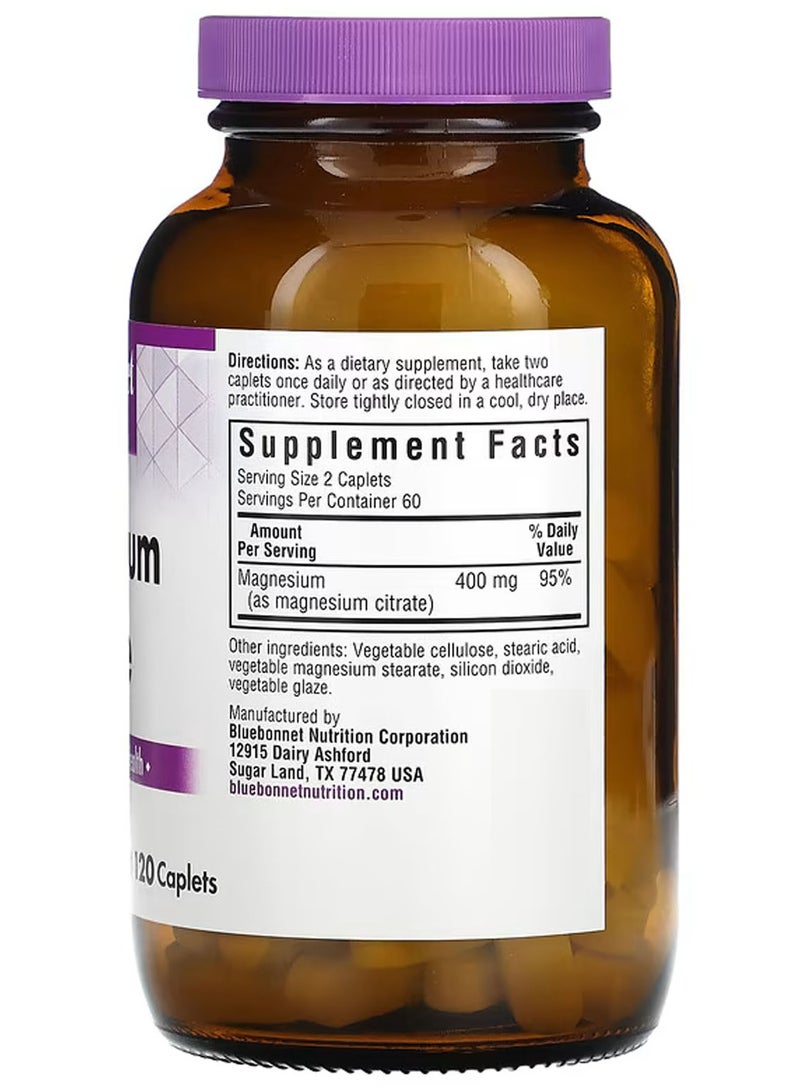 Bluebonnet Magnesium Citrate, 400 mg, 120 Caplets (200 mg per Caplet) - Image 2