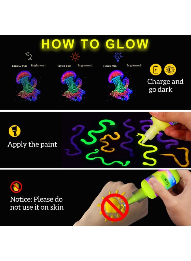 SYOSI Glow in the Dark Paint - 18 Colors (30ml/1oz) Blacklight Acrylic, Neon Craft, Long Lasting Glow Fluorescent Paint for Various DIY Projects and festival - Image 3