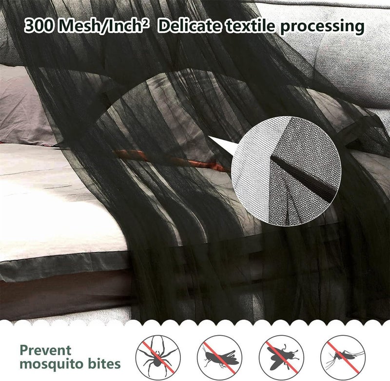 Comtelek Mosquito Net Bed Canopy for Girls,King Canopy Bed Curtains Full Queen Size from Ceiling,Dome Mosquito Netting Bed Tent Twin Girls Princess Canopy Bed Black Decor for Baby Crib,Kid Bed and Adult Beds - Image 3