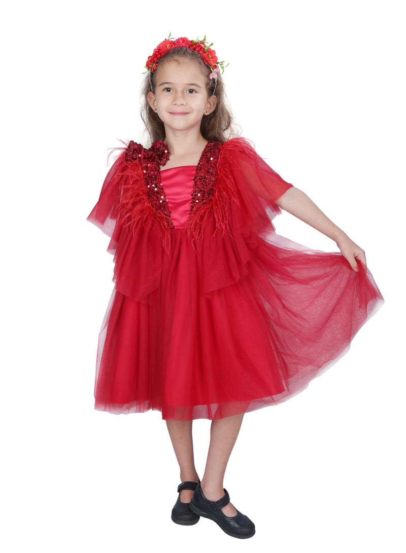 D'Daniela Red Tulle Party Dress - Image 1