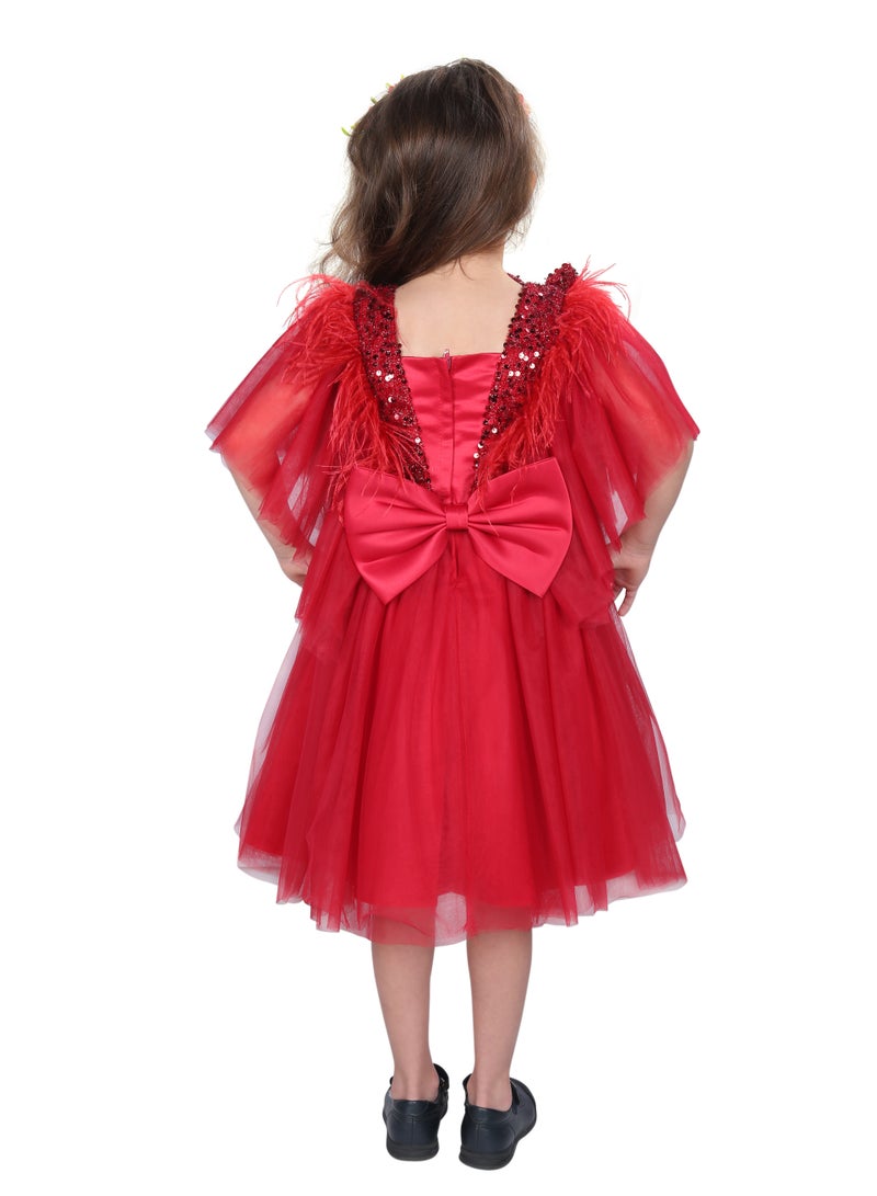 D'Daniela Red Tulle Party Dress - Image 3
