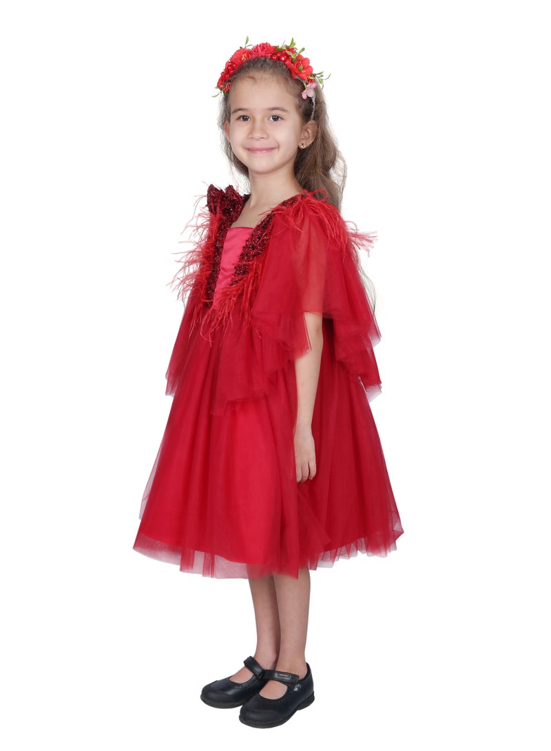 D'Daniela Red Tulle Party Dress - Image 2