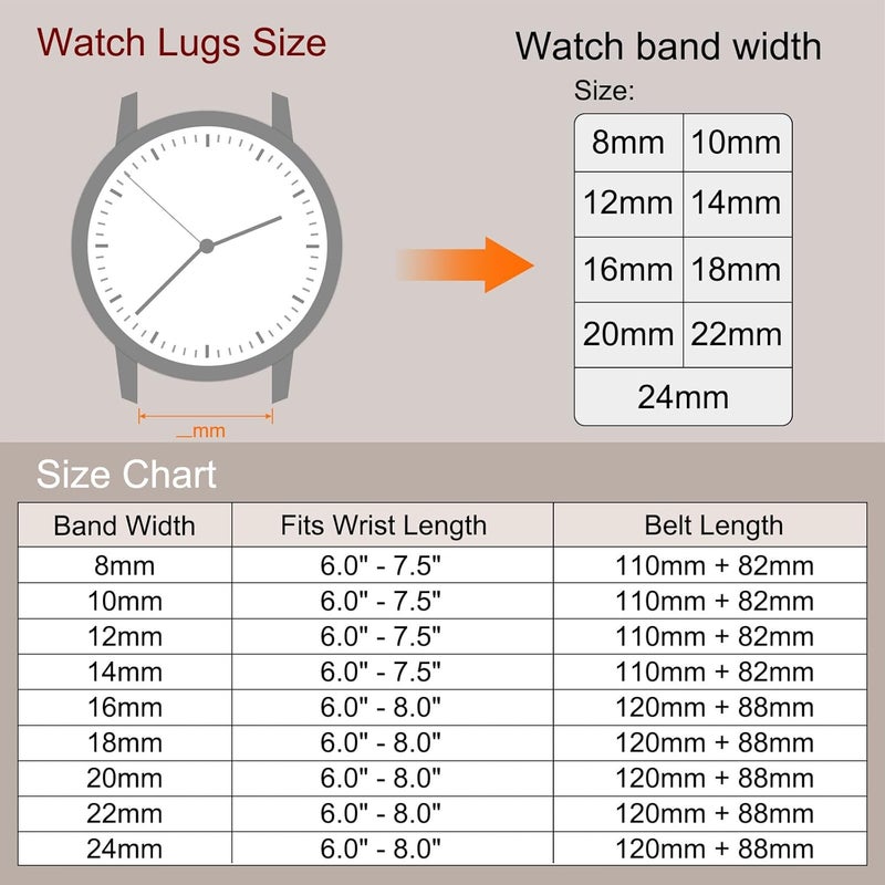 QUARKZMAN Leather Watch Strap Watch Leather Strap Watch Straps Flat Thin Elegant Leather Watch Strap Buckle for Smartwatch Men Women Men Women - Image 2