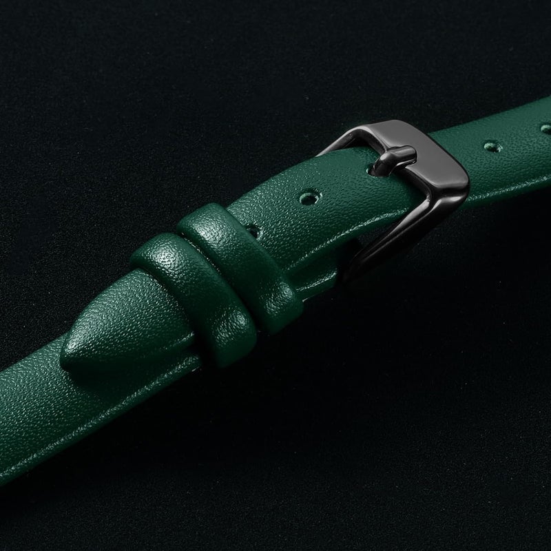 QUARKZMAN Leather Watch Strap Watch Leather Strap Watch Straps Flat Thin Elegant Leather Watch Strap Buckle for Smartwatch Men Women Men Women - Image 4