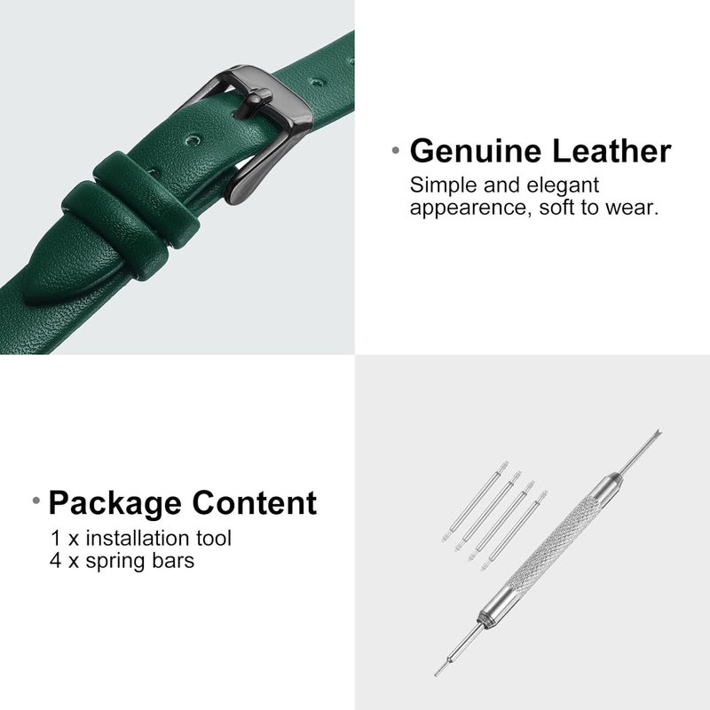 QUARKZMAN Leather Watch Strap Watch Leather Strap Watch Straps Flat Thin Elegant Leather Watch Strap Buckle for Smartwatch Men Women Men Women - Image 3