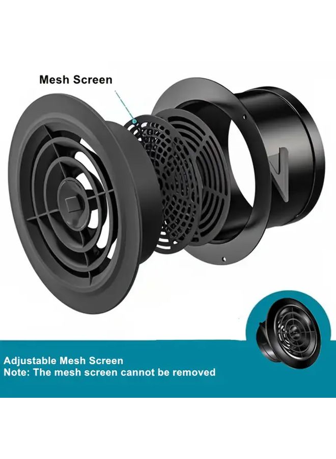 6 Inch Black ABS Round Ventilation Louver Non Slip Grille Cover for Bathroom Office Kitchen - Image 2