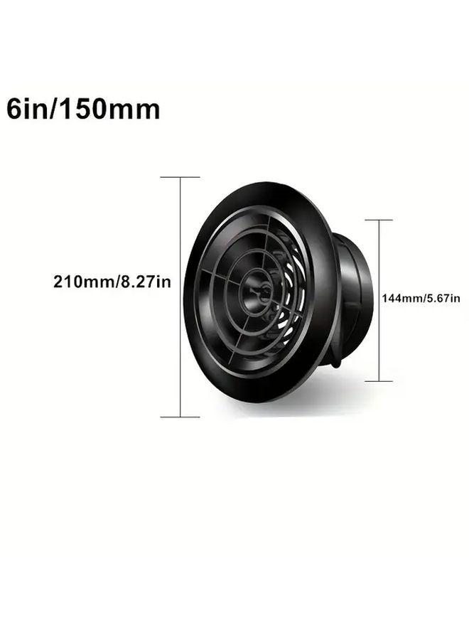 6 Inch Black ABS Round Ventilation Louver Non Slip Grille Cover for Bathroom Office Kitchen - Image 4