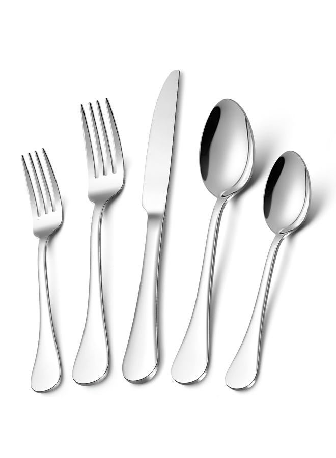 LIANYU 10-Piece Silverware Set for 2, Stainless Steel Flatware Cutlery Set, Eating Utensils with Scalloped Edge, Dishwasher Safe, Mirror Polished - Image 1