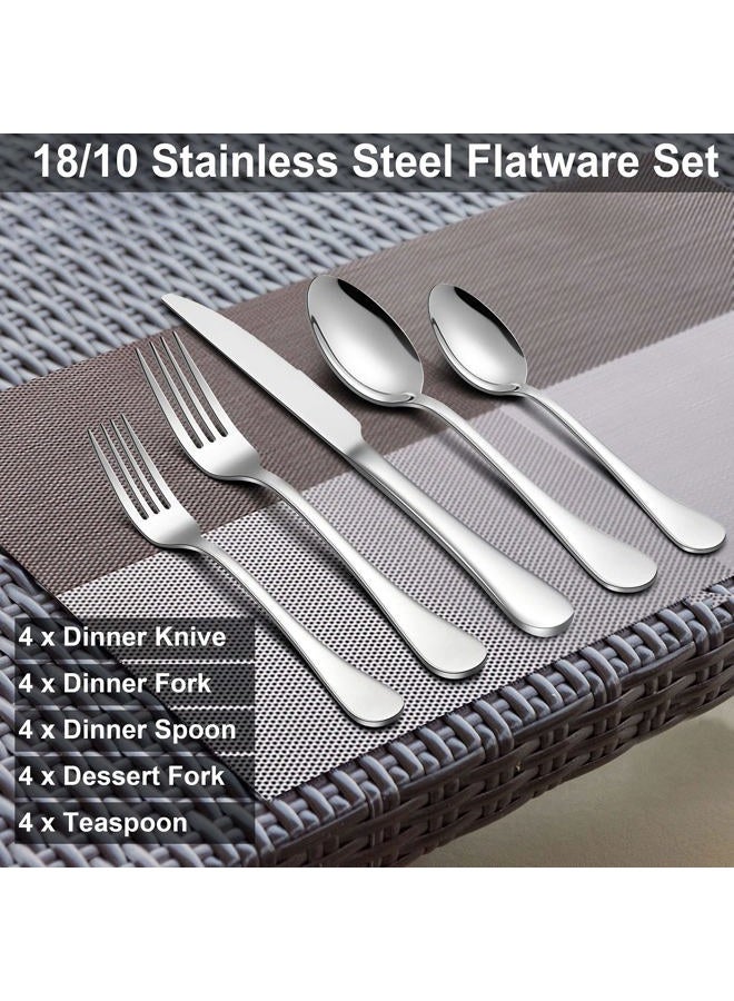 LIANYU 10-Piece Silverware Set for 2, Stainless Steel Flatware Cutlery Set, Eating Utensils with Scalloped Edge, Dishwasher Safe, Mirror Polished - Image 5