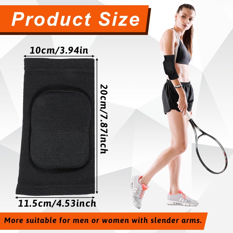 LIQWEI 1 Pair Volleyball Elbow Pads, Black Arm Brace Ventilate Sport Elbow Protector Strap, Breathable Elbows Pads Arm Pad With Padded for Men and Women Basketball - Image 2