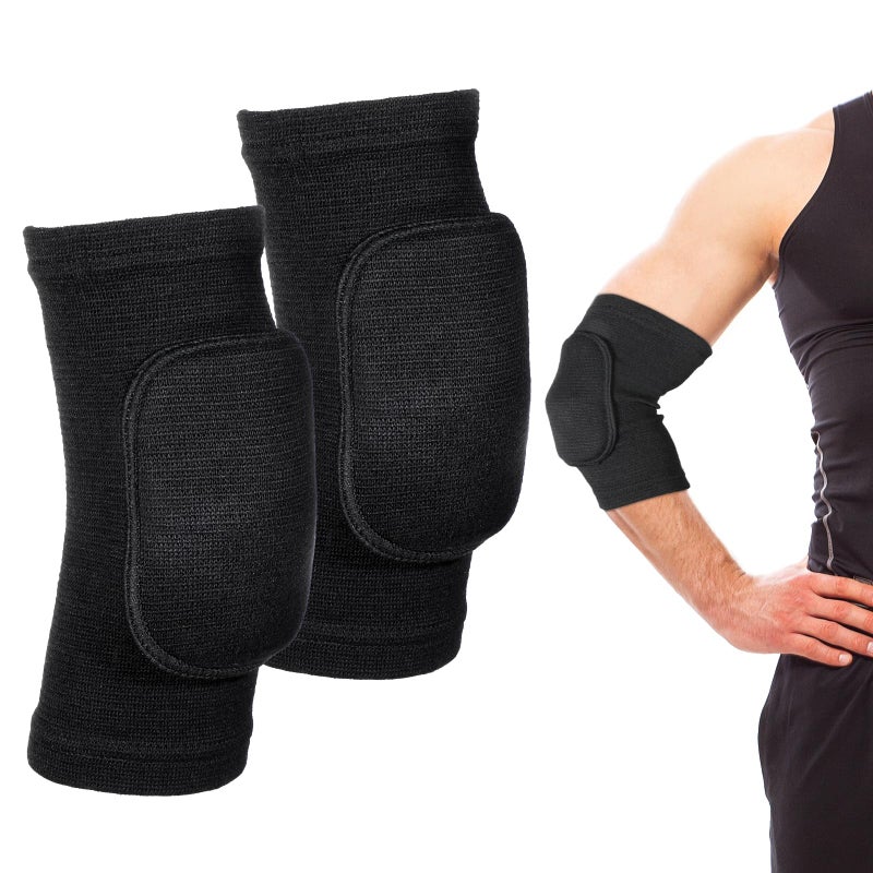 LIQWEI 1 Pair Volleyball Elbow Pads, Black Arm Brace Ventilate Sport Elbow Protector Strap, Breathable Elbows Pads Arm Pad With Padded for Men and Women Basketball - Image 1