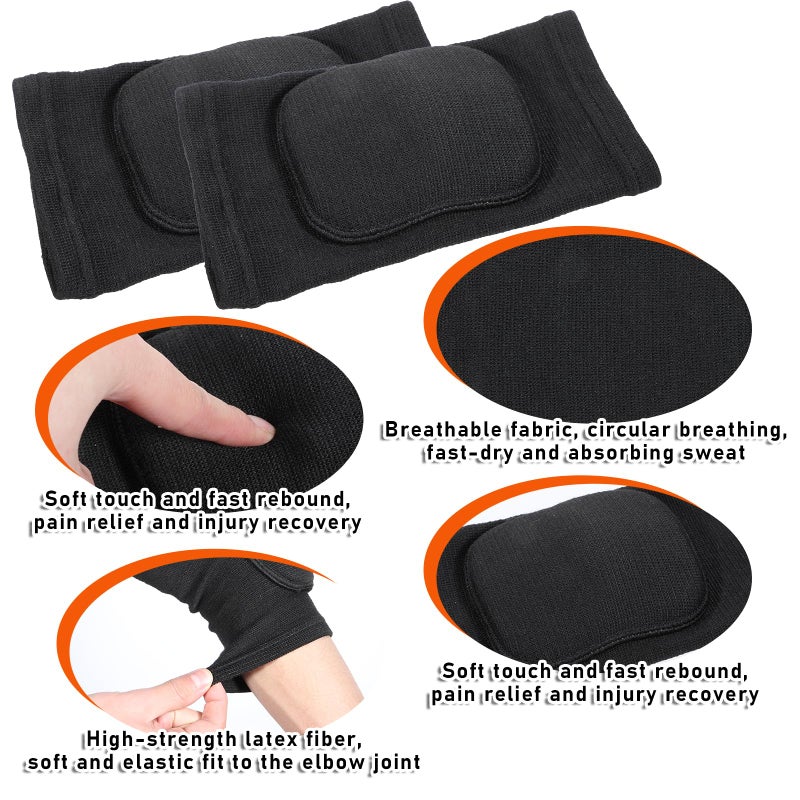 LIQWEI 1 Pair Volleyball Elbow Pads, Black Arm Brace Ventilate Sport Elbow Protector Strap, Breathable Elbows Pads Arm Pad With Padded for Men and Women Basketball - Image 3