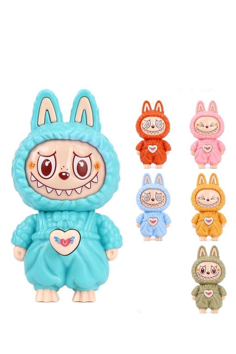 قلادة دمية لابوبو المتغيرة الوجه، هدية كرتونية أنيقة، سلسلة مفاتيح، لعبة لتخفيف التوتر للأطفال (متعددة الألوان) قطعة واحدة - Image 1