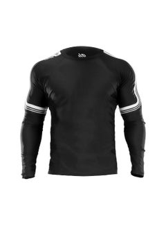 Sanabul  Sanabul Core Long Sleeve Jiu Jitsu Rash Guard MMA BJJ Wrestling Shirt Grappling, Black With White Stripes, 2X LARGE  - Image 1