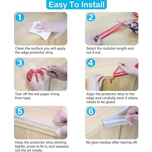 OLWICK 1 Meter Clear Self-Adhesive Countertop & Table Edge Protector – Transparent Oval-Shaped Spill/Impact Guard Strip for Desks, Kitchen Counters, Workbenches & Furniture, 15x15mm, Pack of 1 - Image 5