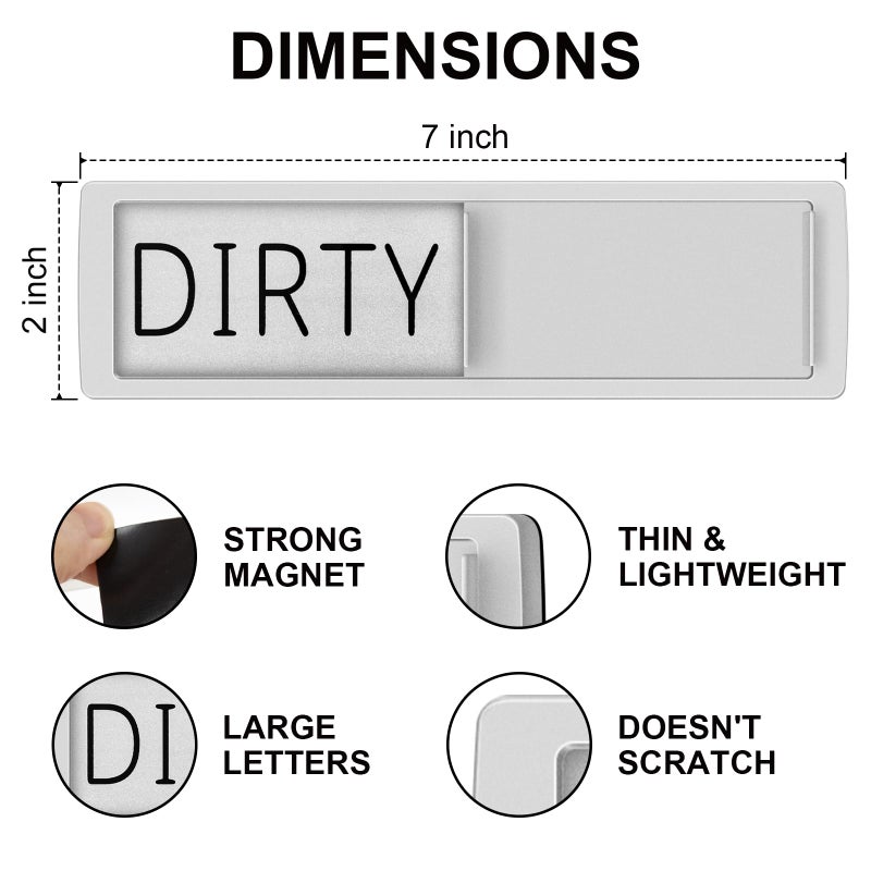 YauYik Dishwasher Magnet Clean Dirty Sign - Strong Magnet Clean/Dirty Sign for Dishwasher, Non-Scratch - With Optional Adhesive Stickers Kitchen Decor(Silver) - Image 4