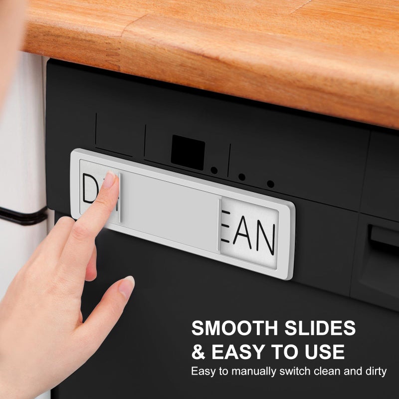 YauYik Dishwasher Magnet Clean Dirty Sign - Strong Magnet Clean/Dirty Sign for Dishwasher, Non-Scratch - With Optional Adhesive Stickers Kitchen Decor(Silver) - Image 3
