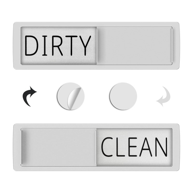 YauYik Dishwasher Magnet Clean Dirty Sign - Strong Magnet Clean/Dirty Sign for Dishwasher, Non-Scratch - With Optional Adhesive Stickers Kitchen Decor(Silver) - Image 1