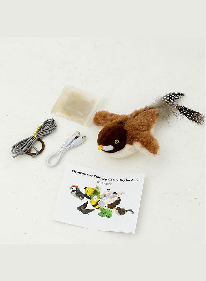 Cat Toy Touch Activated Flapping Wings Realistic Bird Sounds Rechargeable Electric Bird Sparrow Interactive Cat Toys USB - Image 4