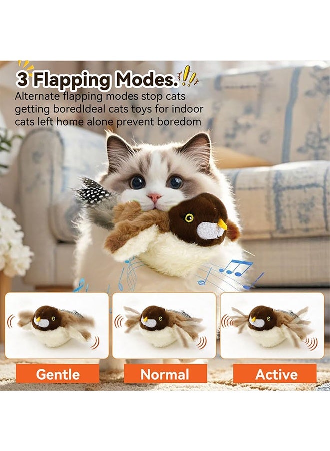 Cat Toy Touch Activated Flapping Wings Realistic Bird Sounds Rechargeable Electric Bird Sparrow Interactive Cat Toys USB - Image 2