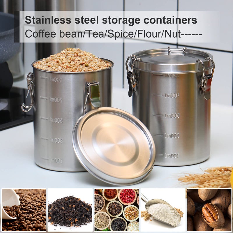 Zopeal 6 Pack Stainless Steel Canisters Set Stainless Steel Airtight Food Storage Containers Metal Containers with Lids Sealed for Tea Coffee Sugar Flour Pantry Baking Kitchen Counter (34 oz) - Image 4