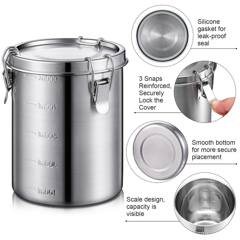 Zopeal 6 Pack Stainless Steel Canisters Set Stainless Steel Airtight Food Storage Containers Metal Containers with Lids Sealed for Tea Coffee Sugar Flour Pantry Baking Kitchen Counter (34 oz) - Image 3