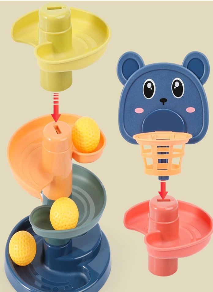 QiYiLe Rolling Ball Tracking Toy Set – Colorful Baby Toys Slide Track Tower | Early Educational Ball Drop Game for Toddlers | Plastic Swirling Tower with Rolling Balls – Stackable Activity Toy (Multi-Color)  - Image 3